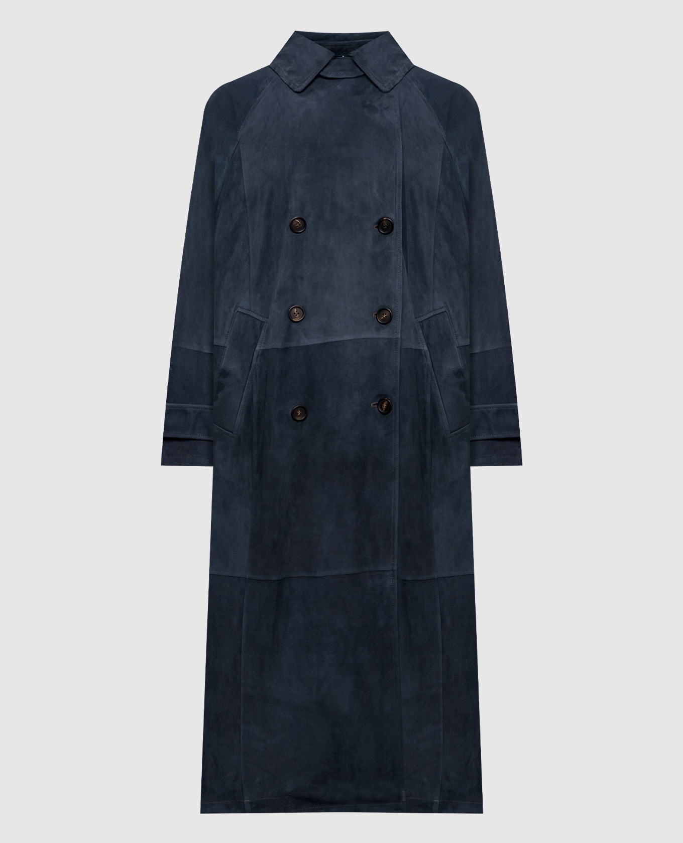 

Blue suede coat with monil chain Brunello Cucinelli