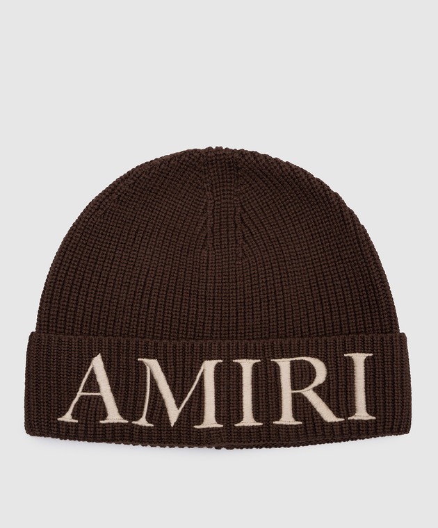 AMIRI - Brown wool cap with logo embroidery AMHAEA1011 - shop with