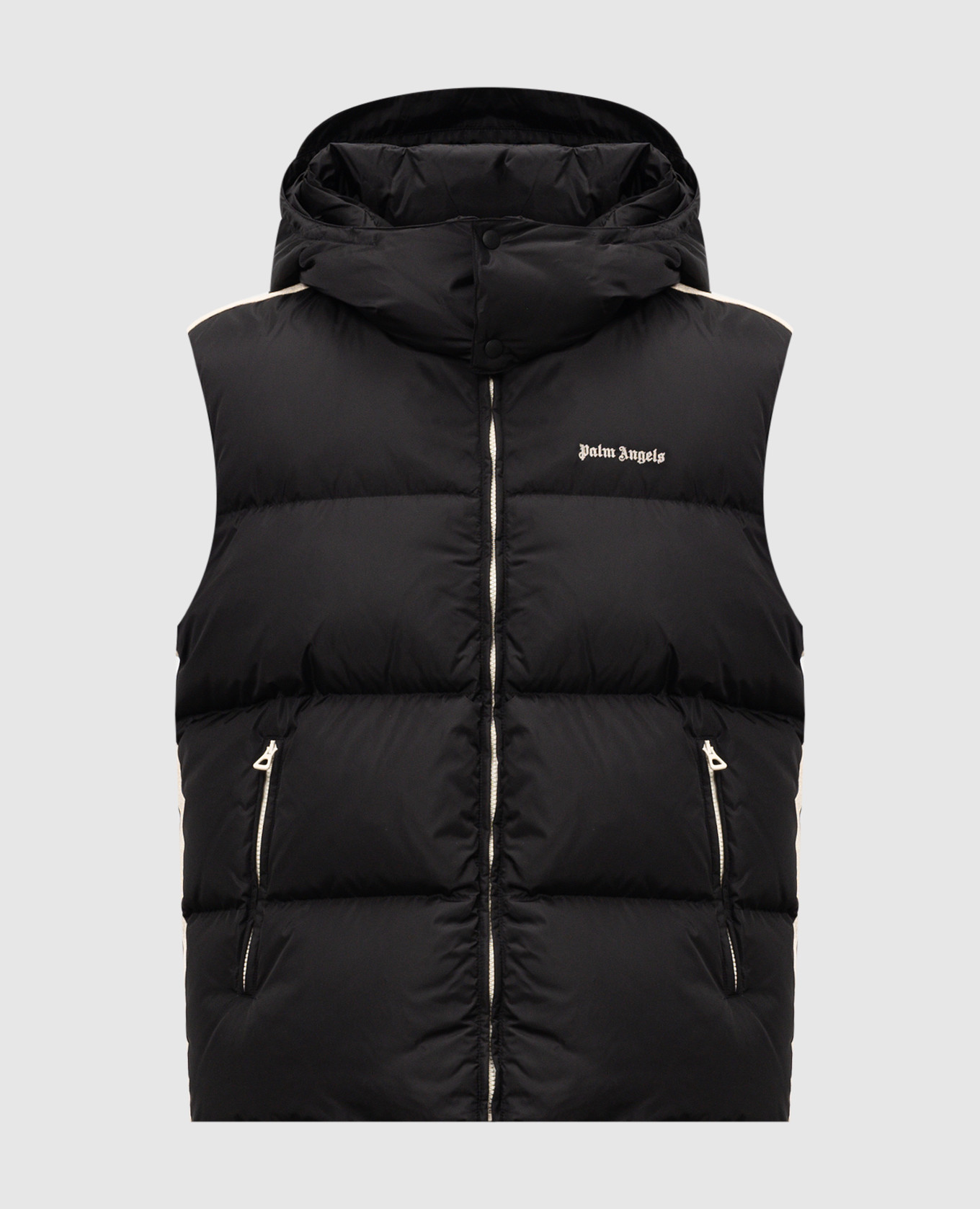 

Black down vest with logo embroidery Palm Angels