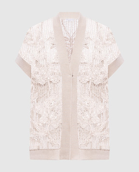 Brunello Cucinelli Beige openwork cardigan with a pattern M78R00416