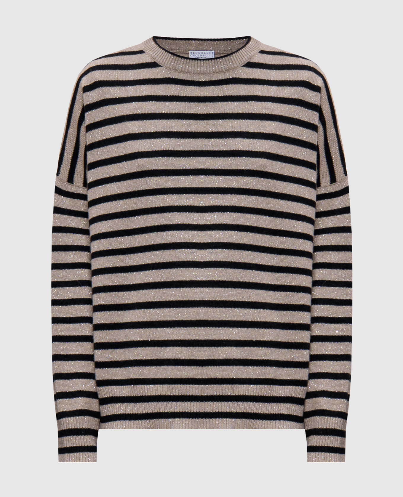 

Brown jumper in cashmere and wool with lurex stripes Brunello Cucinelli, Коричневый