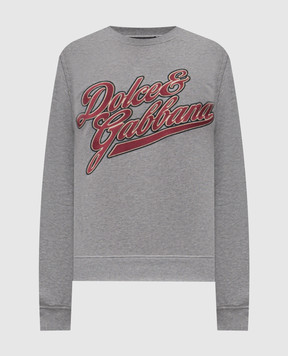 Dolce&Gabbana Grey melange sweatshirt with logo embroidery G9ABJZG7PFV