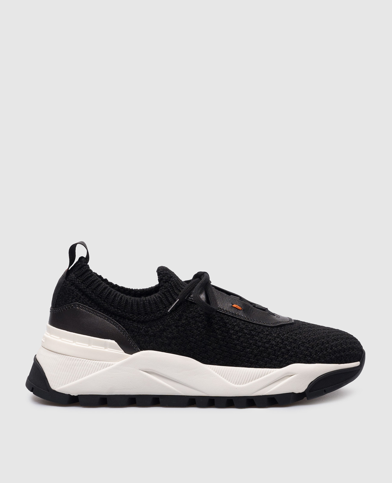 

Black sneakers with textured logo Santoni, Черный