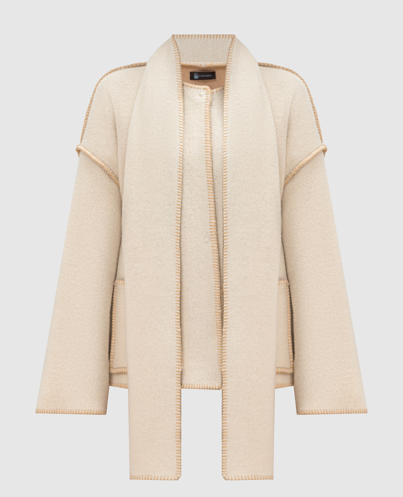 

White cashmere coat with scarf COLOMBO