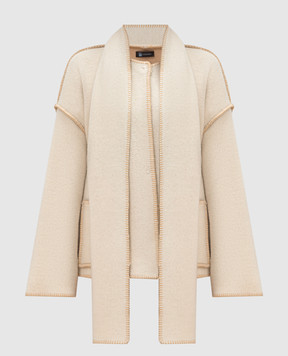 COLOMBO White cashmere coat with scarf S2054J100111