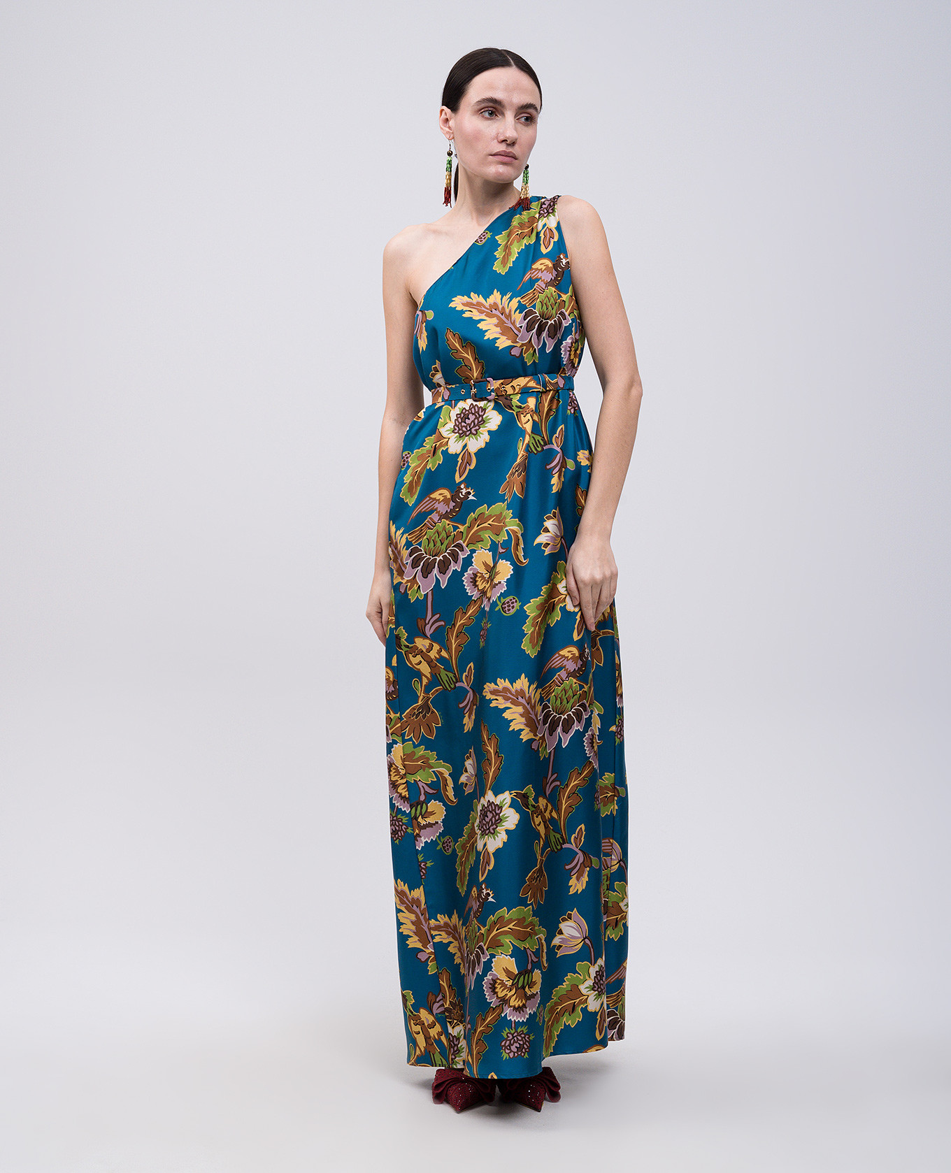 

Blue Swing Silk Floral Maxi Dress La DoubleJ