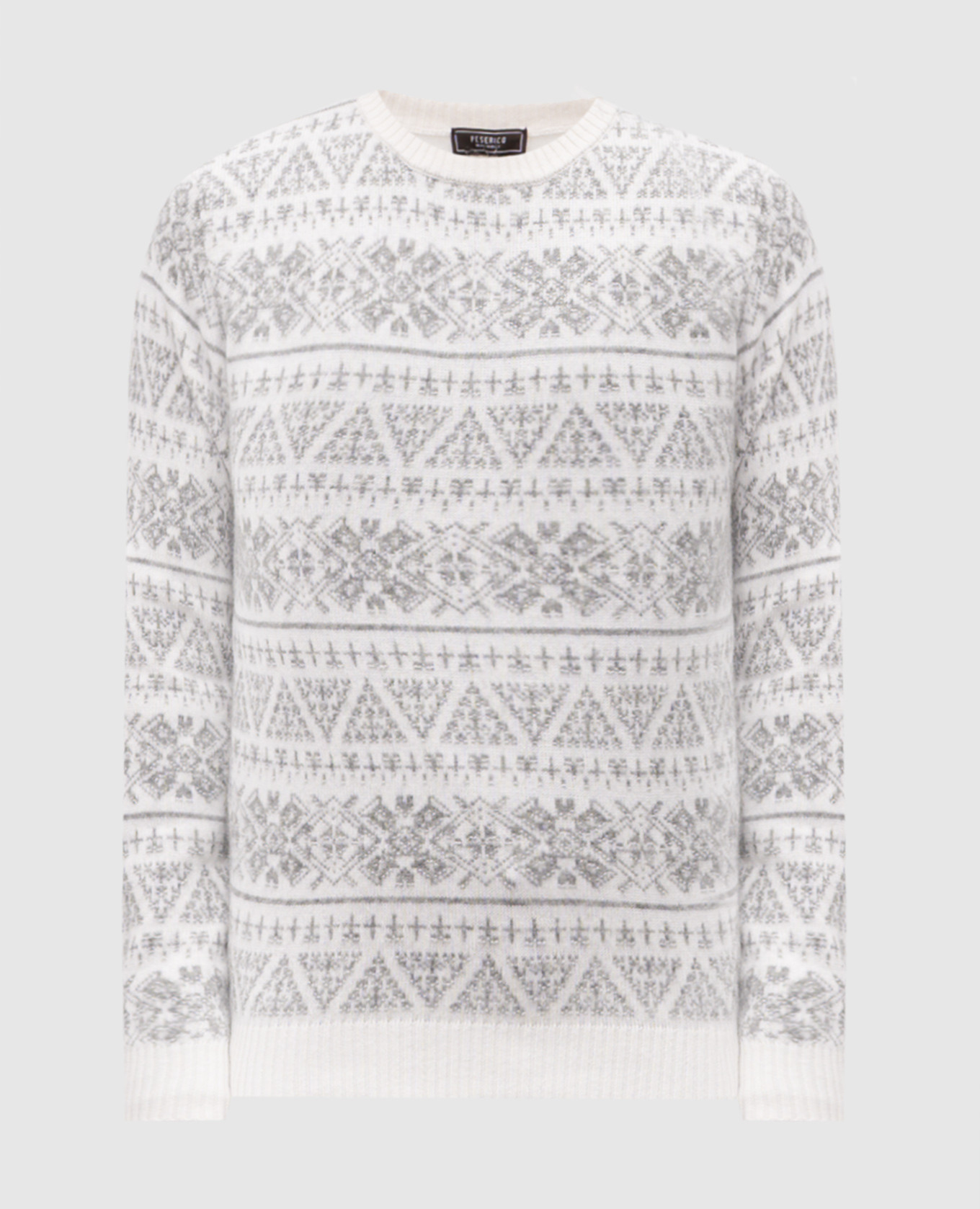 White wool and cashmere sweater with a pattern Peserico