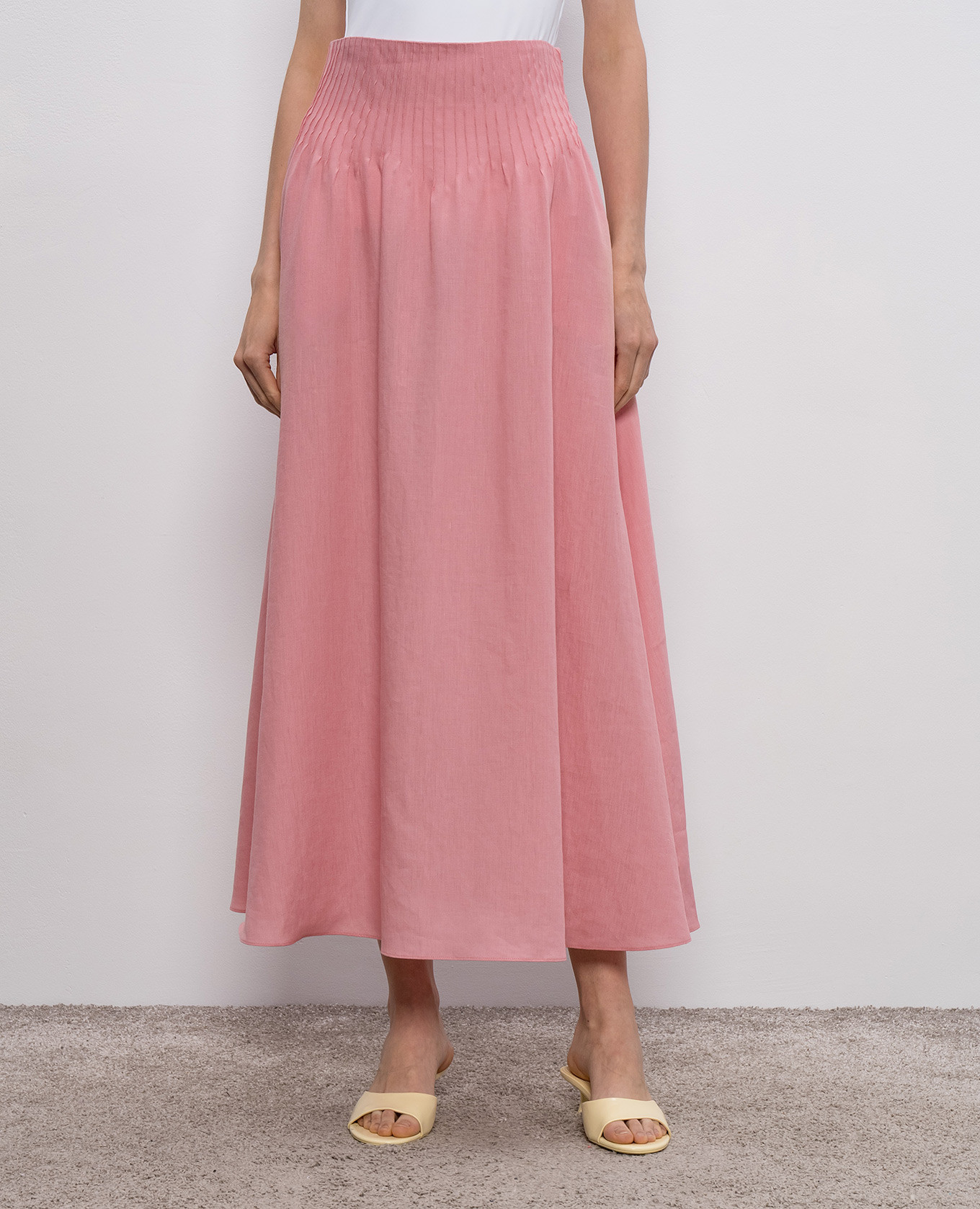 

Pink Penelope linen midi skirt Gabriela Hearst