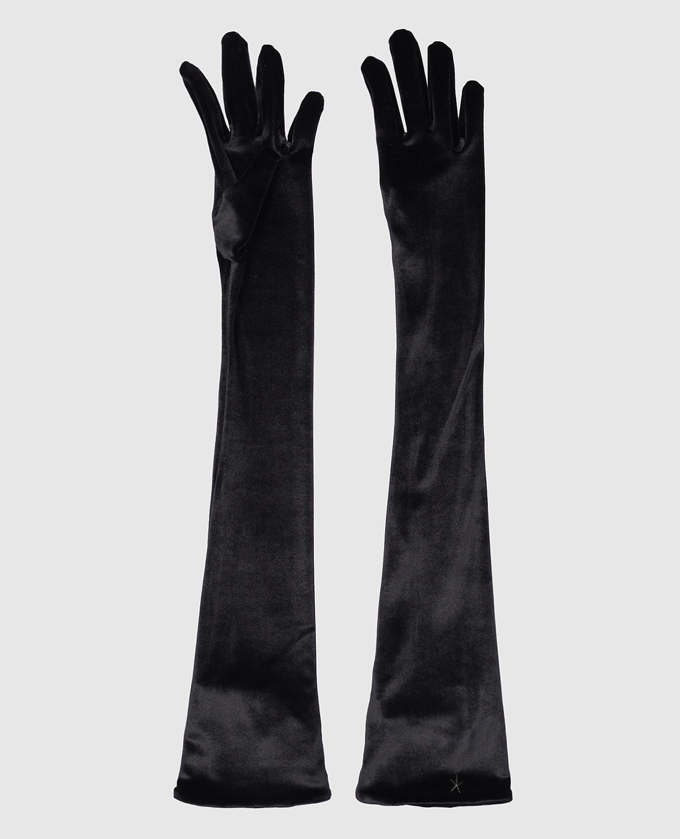 Black velour gloves with emblem Thierry Mugler