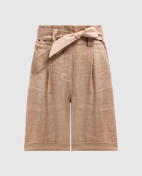 Peserico Beige linen shorts P04191A02603