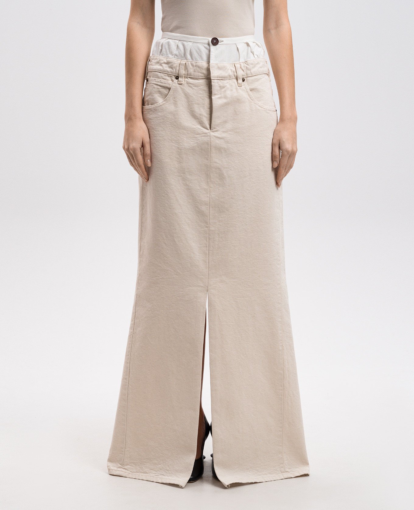 

Beige maxi skirt with slits Maison Margiela