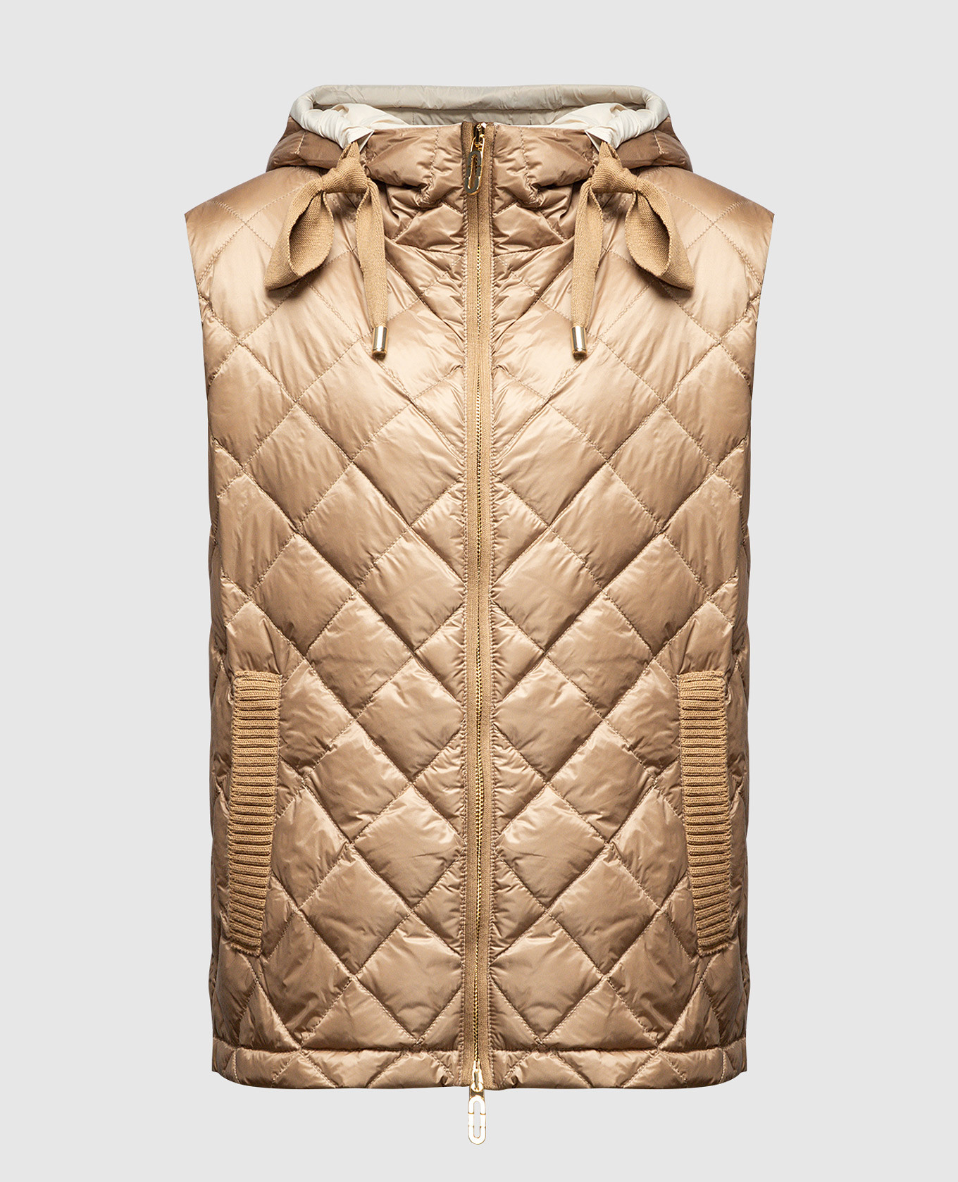 

Brown quilted down vest with metallic logo Stilnology, Коричневый