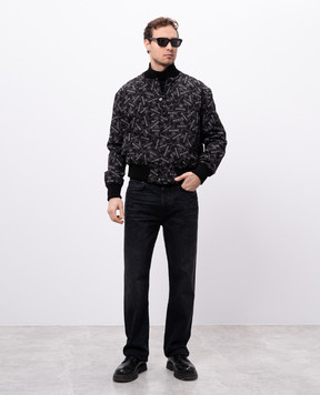 Balmain Black bomber jacket with logo print EH1TF955VH56