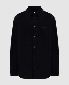 Off-White Black cashmere insulated shirt with logo 2ES005F25FAB001