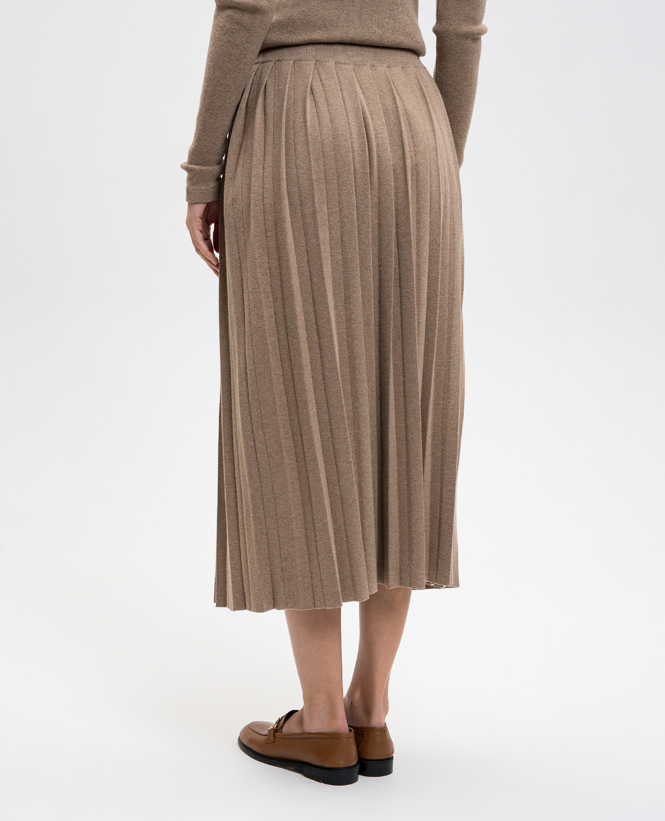 Brown Minda pleated skirt with cashmere LISA YANG 4