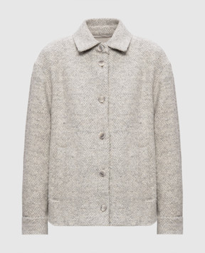 Peserico Gray wool coat with a pattern A2102608396