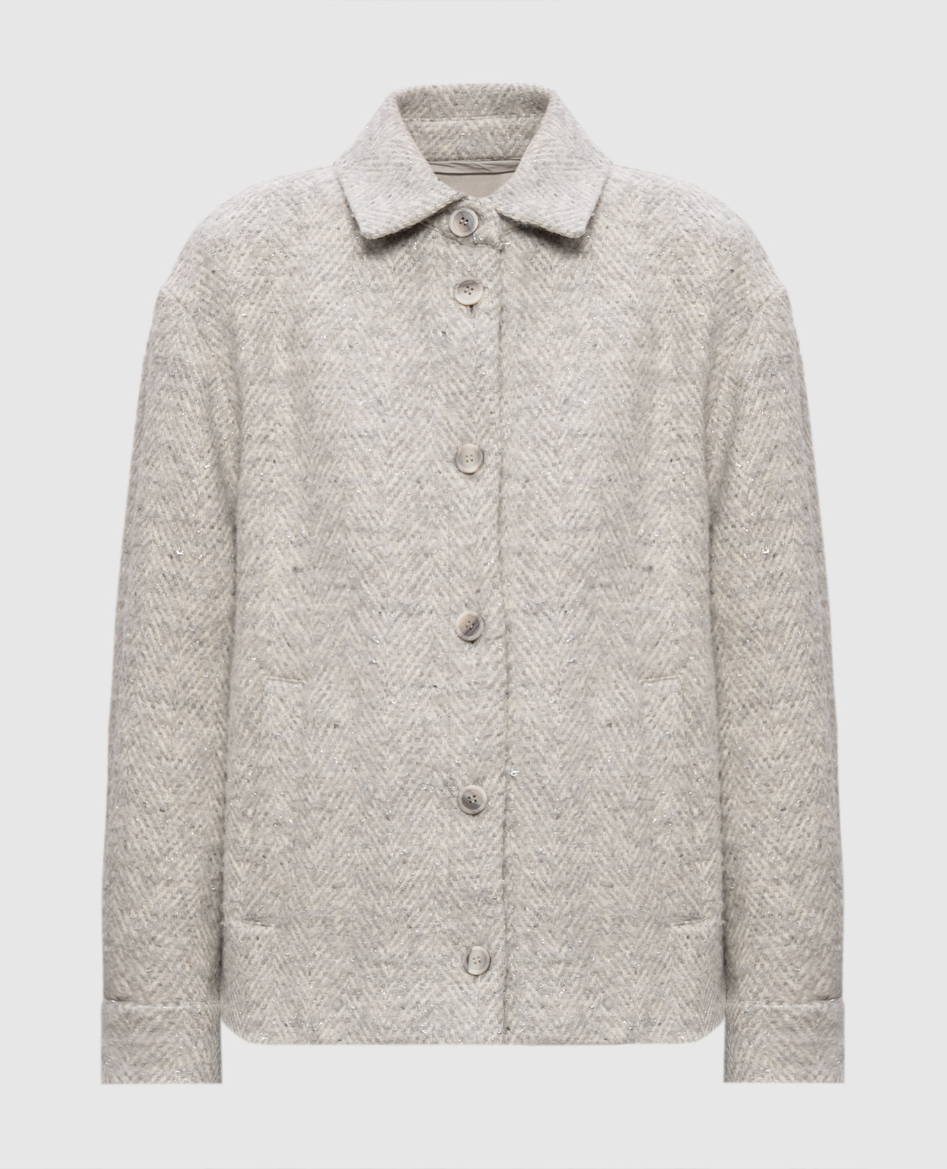 Gray wool coat with a pattern Peserico