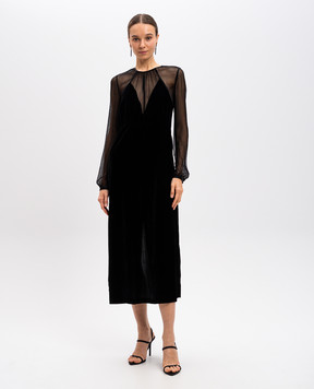 Twinset Black velvet dress with metallic Oval T logo 242TT2180