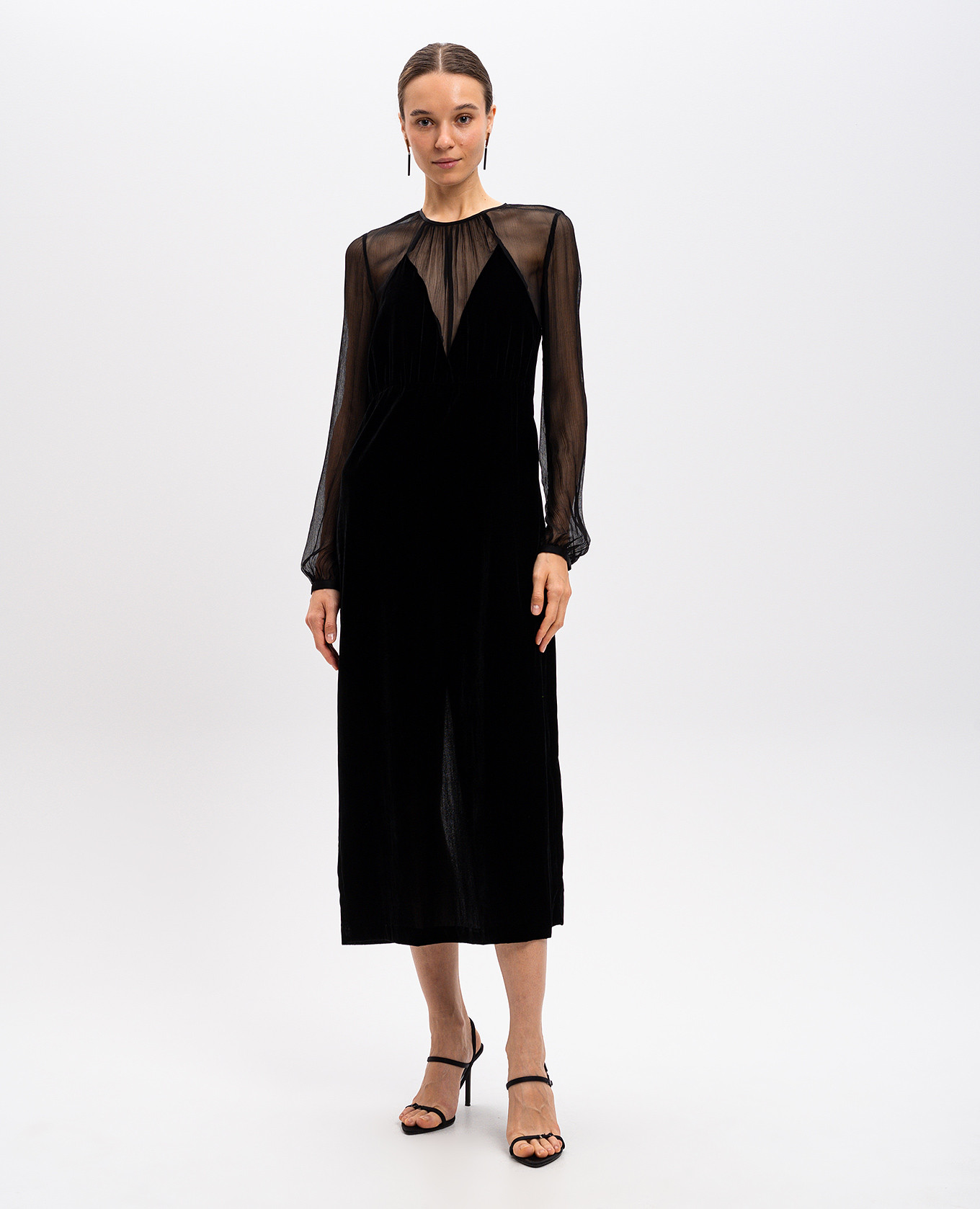 Black velvet dress with metallic Oval T logo Twinset 3