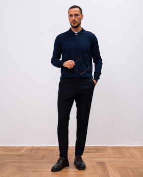 Kiton Blue wool trousers with logo UPLACK0123E