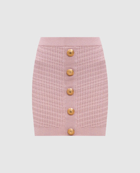 Balmain Pink patterned mini skirt EF0LB039KI42