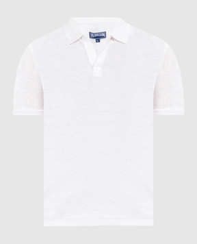 Vilebrequin White linen t-shirt with logo embroidery PYRE9O00