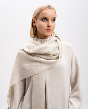 Brunello Cucinelli Beige stole with cashmere and silk with lurex MSCDAR097