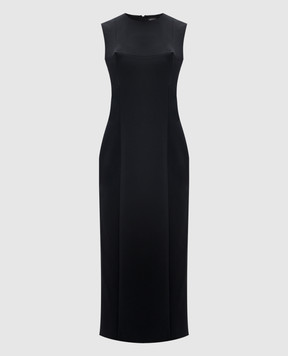 Del Core Black dress with wool with textured elements D005732T0891