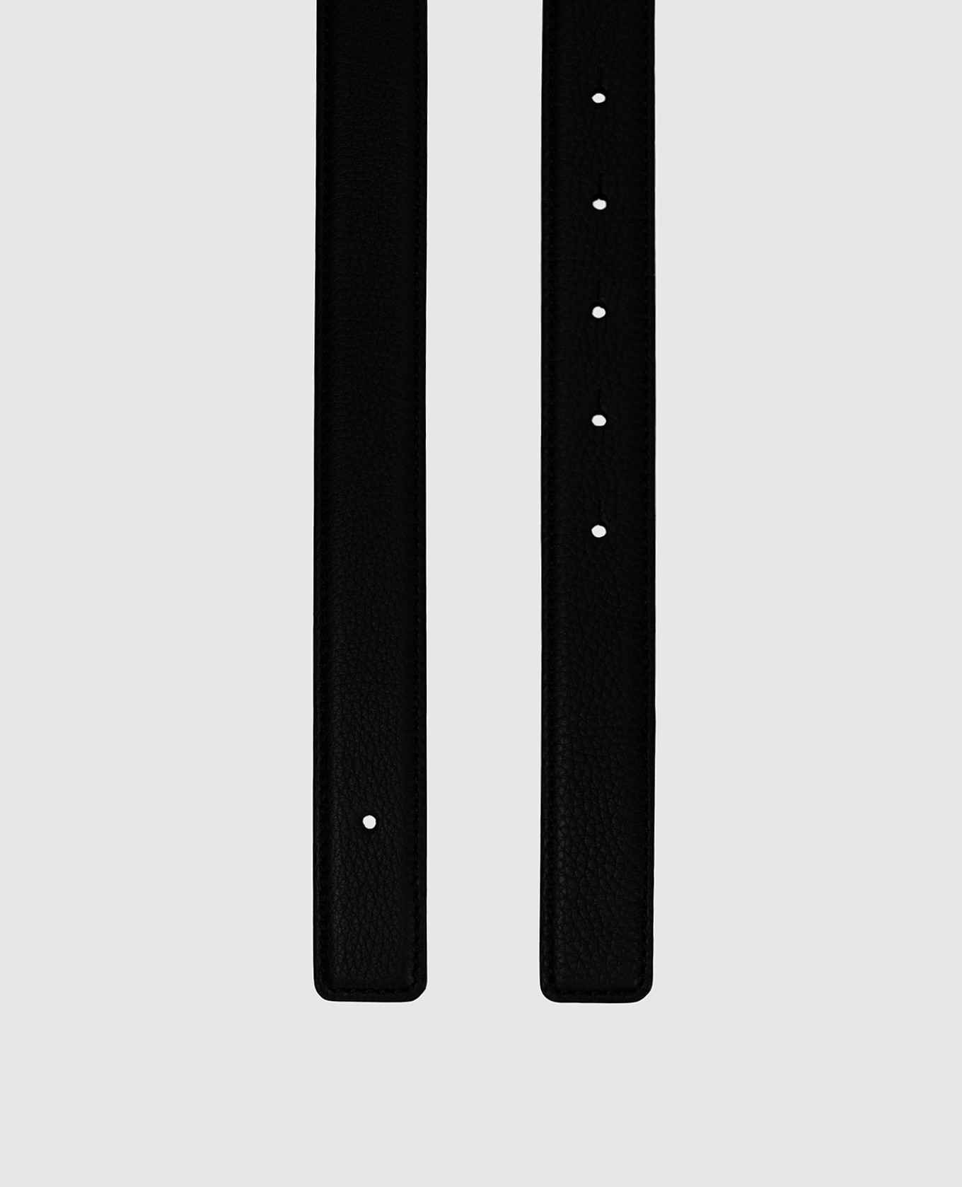 

Black leather belt without buckle Santoni