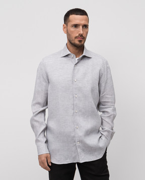 Enrico Mandelli Gray linen shirt TAILOR5701