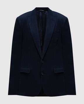 Dolce&Gabbana Blue jacket with embroidered logo monogram G2TJ5ZGJ078