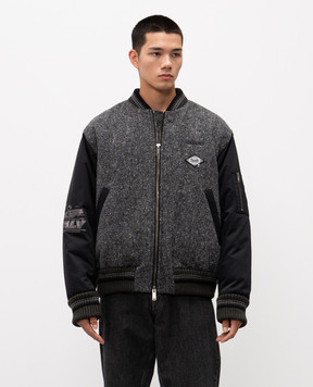Iceberg Gray bomber jacket with wool and silk O0203083