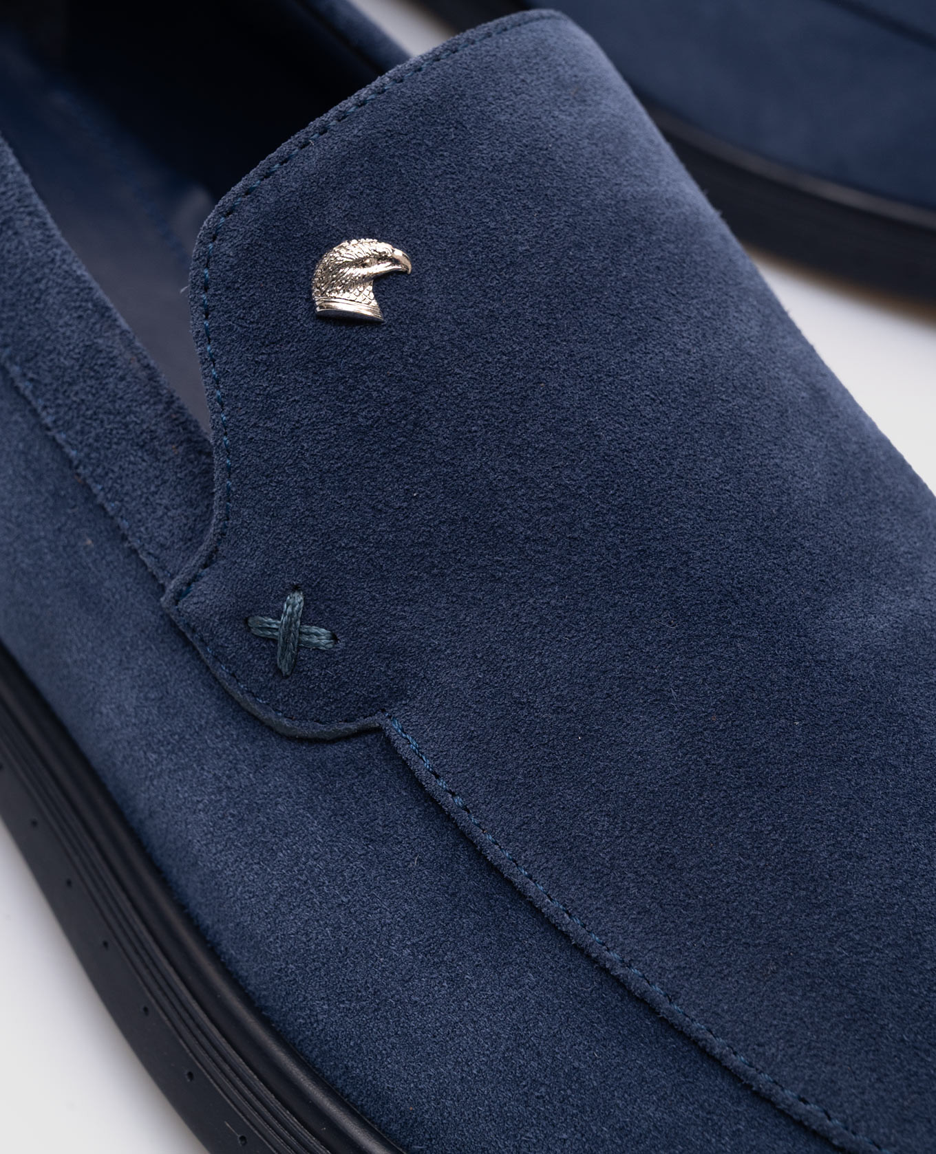 

Blue suede loafers with emblem Stefano Ricci