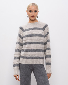 Twinset Gray striped alpaca sweater 252TT3071