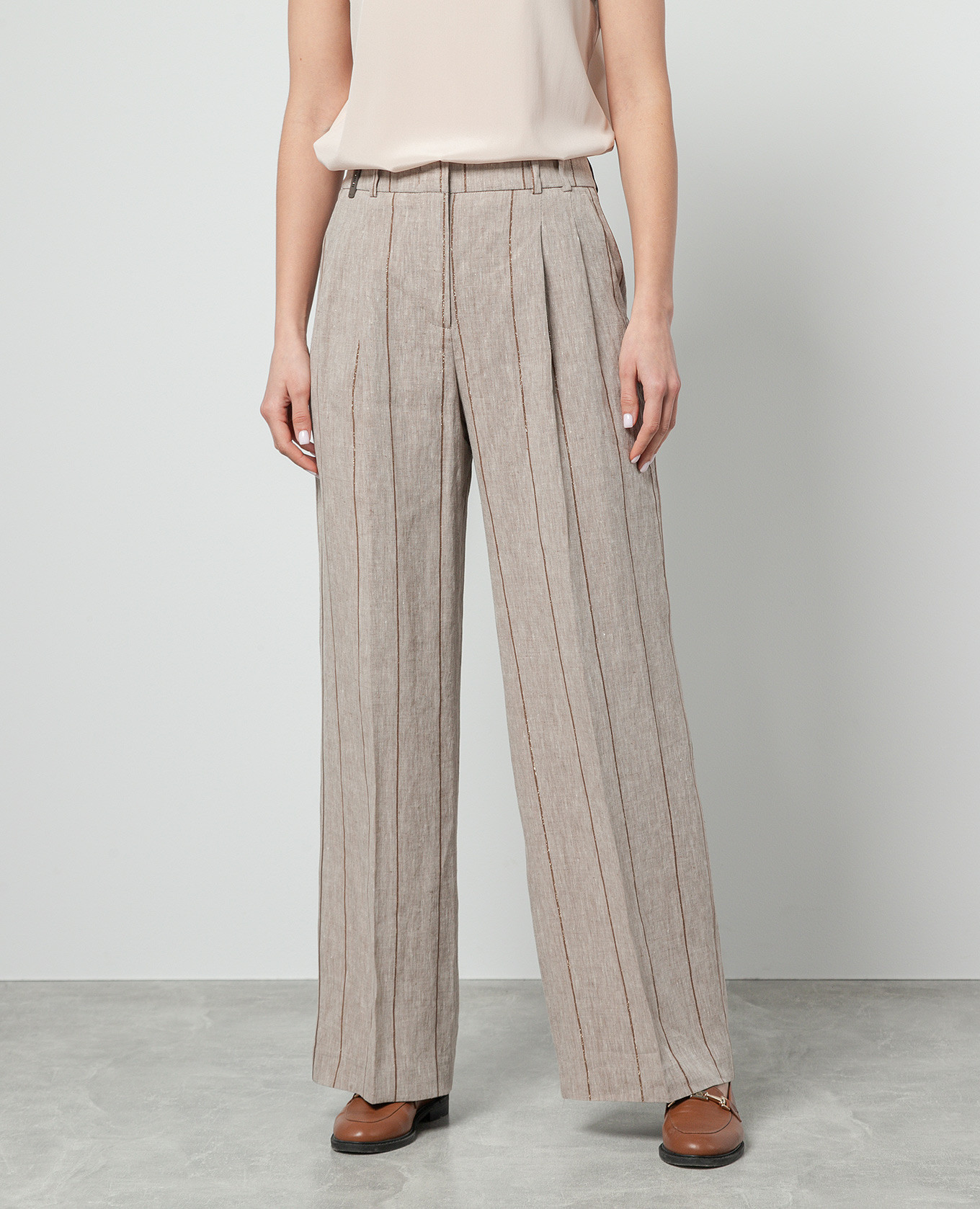

Brown striped linen pants Peserico