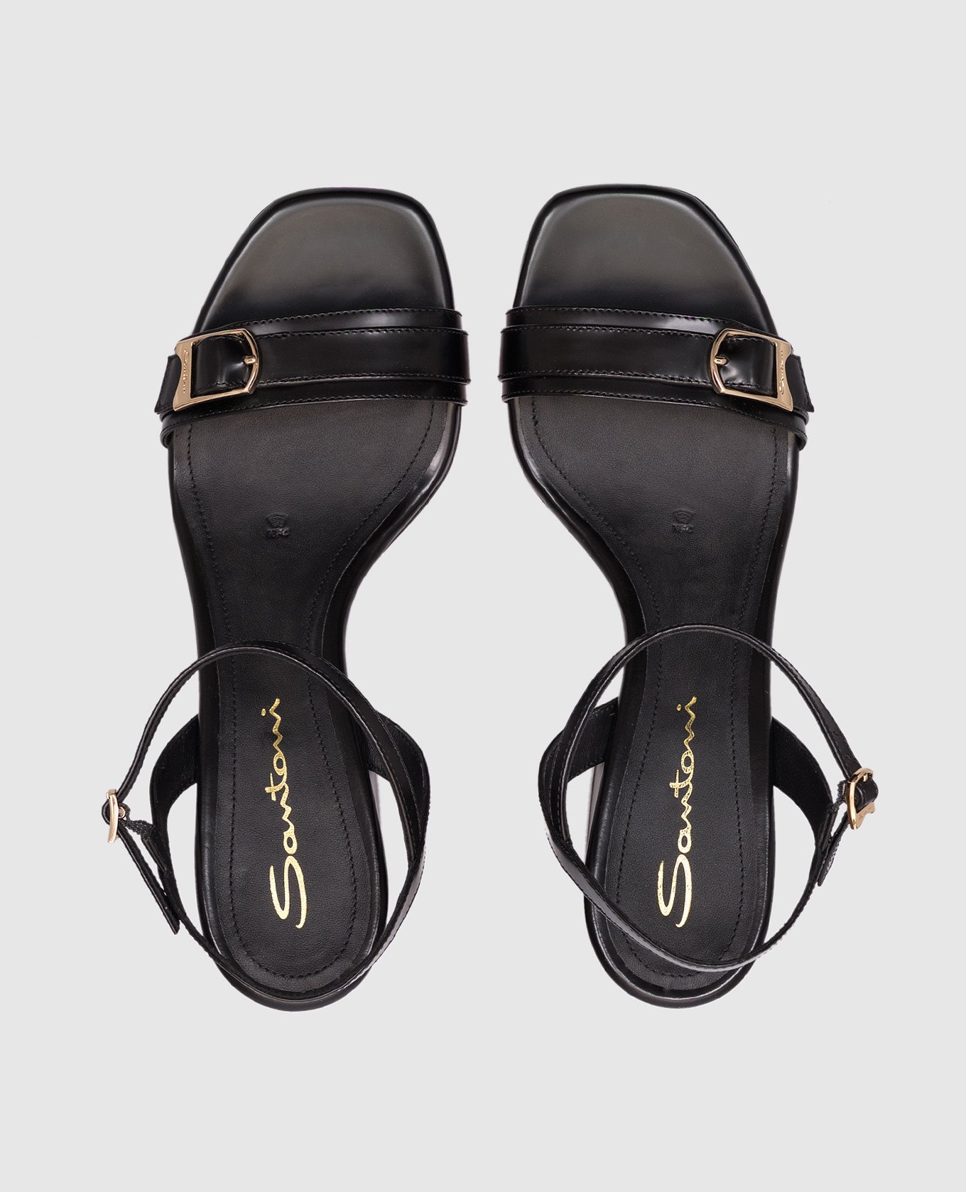 

Black leather glossy sandals Santoni