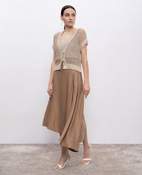 Peserico Beige linen top with monil chain S0801802600