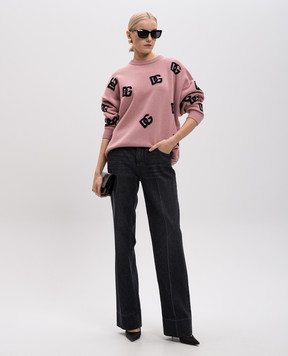 Dolce&Gabbana Pink wool sweater with monogram logo pattern FXX69TJCVYX