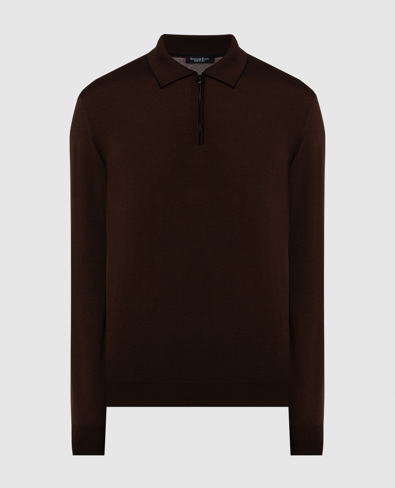 

Brown wool, silk and cashmere polo with logo monogram pattern Stefano Ricci