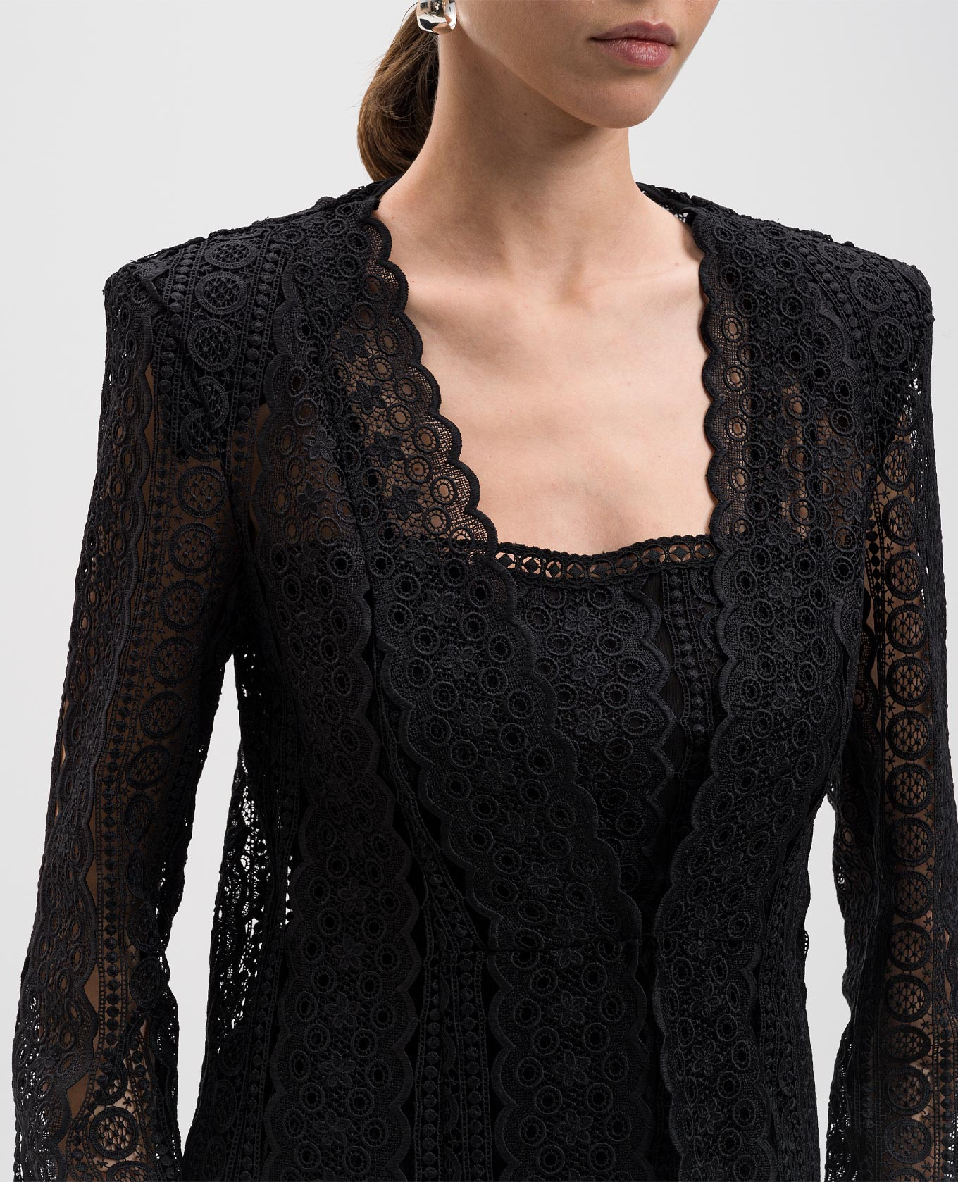 

Nilere Black Silk Lace Long Cardigan Charo Ruiz