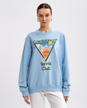 Casablanca Blue sweatshirt with logo print UWPS25JTP29303