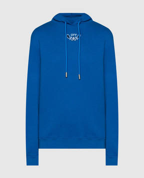 Off-White Blue hoodie with embroidery OWBB035S24FLE003