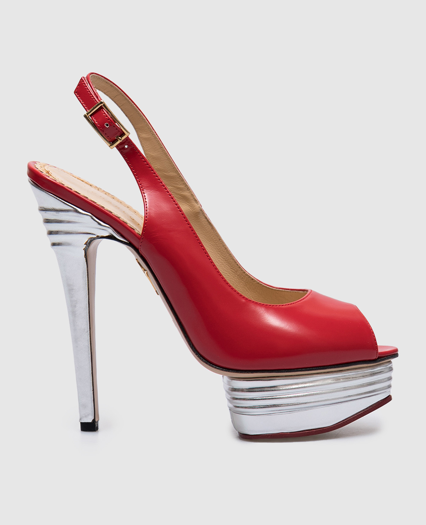 Bon bon red leather platform slingbacks charlotte olympia