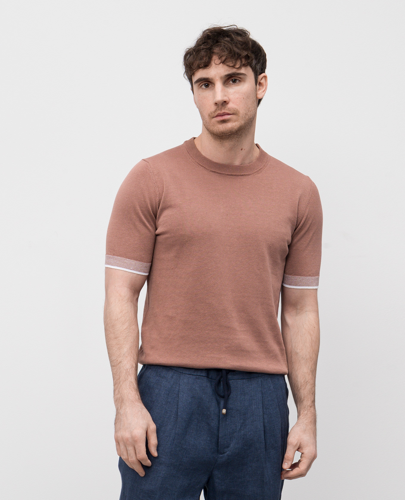 

Brown linen t-shirt Peserico