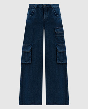 Off-White Blue cargo jeans with logo embroidery OWYB019F24DEN001