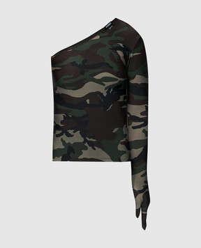 Vetements Green asymmetric top in camouflage print WE64TO300ZZ