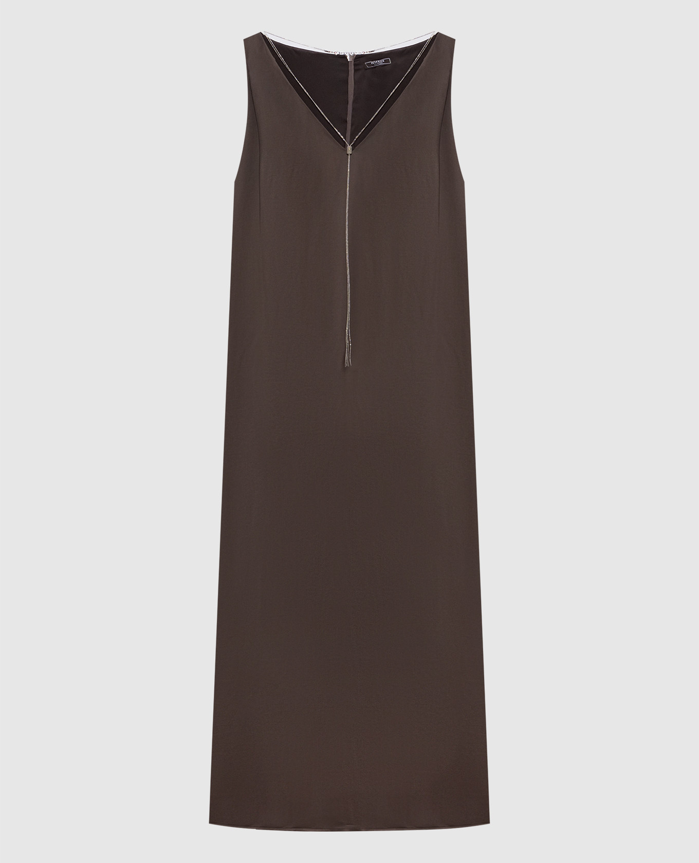 Brown midi dress with monil chain Peserico