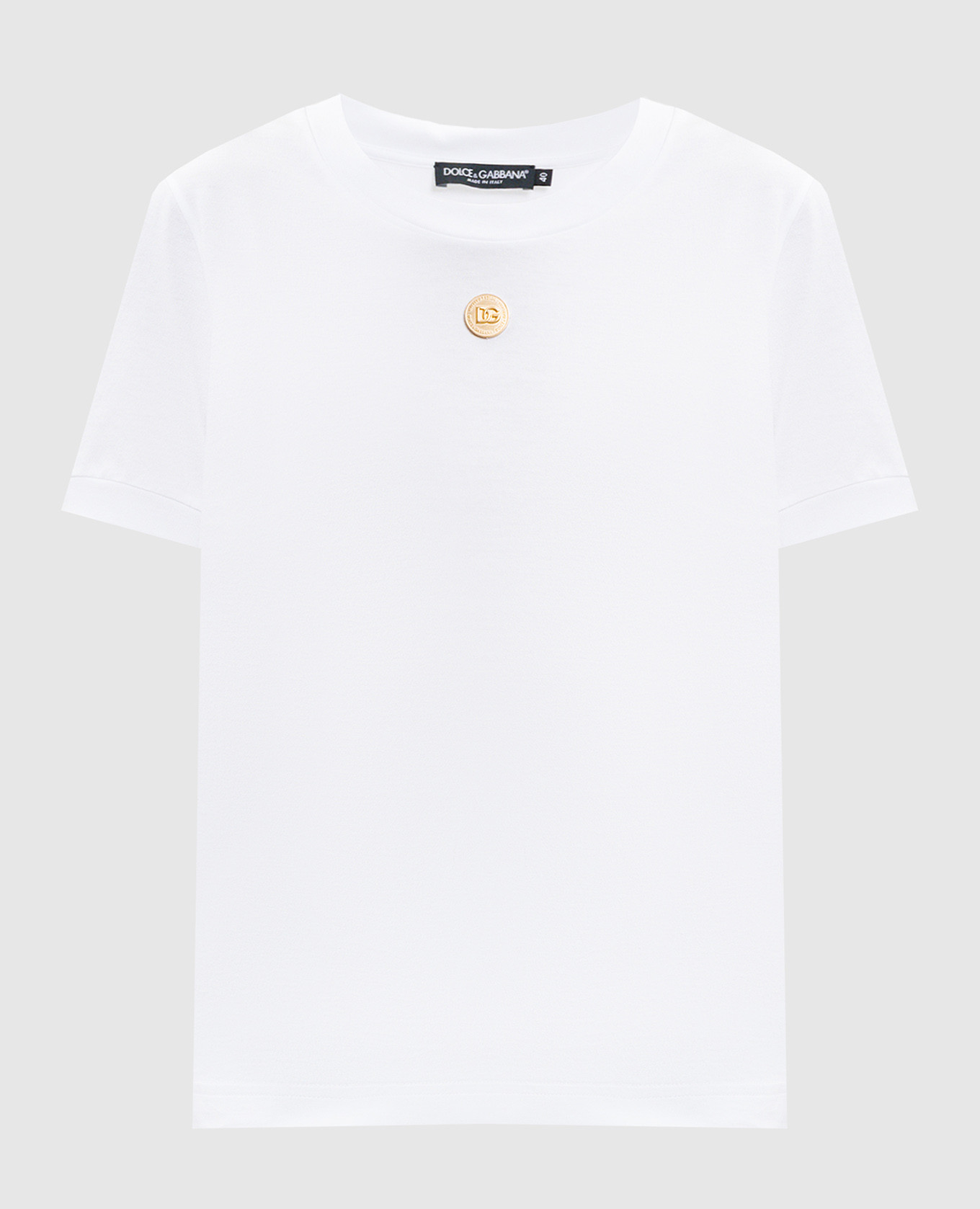 White T-shirt with DG logo emblem Dolce&Gabbana