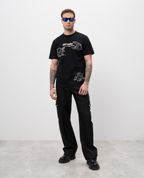Off-White Black T-shirt with crystals OMAA027S25JER004