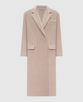 Brunello Cucinelli Beige wool and cashmere coat with monil chain MD5329861